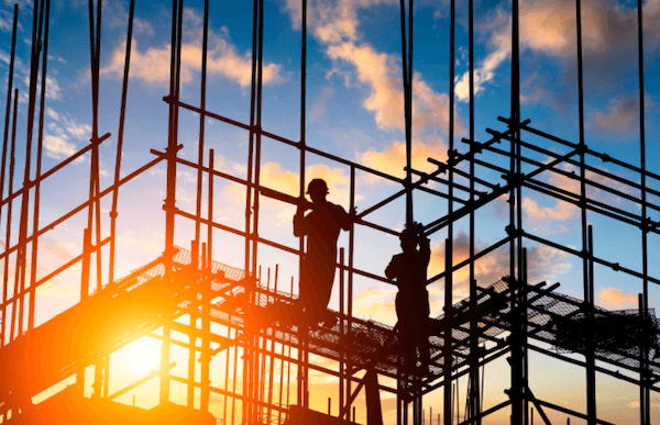 Construction workers on a job site