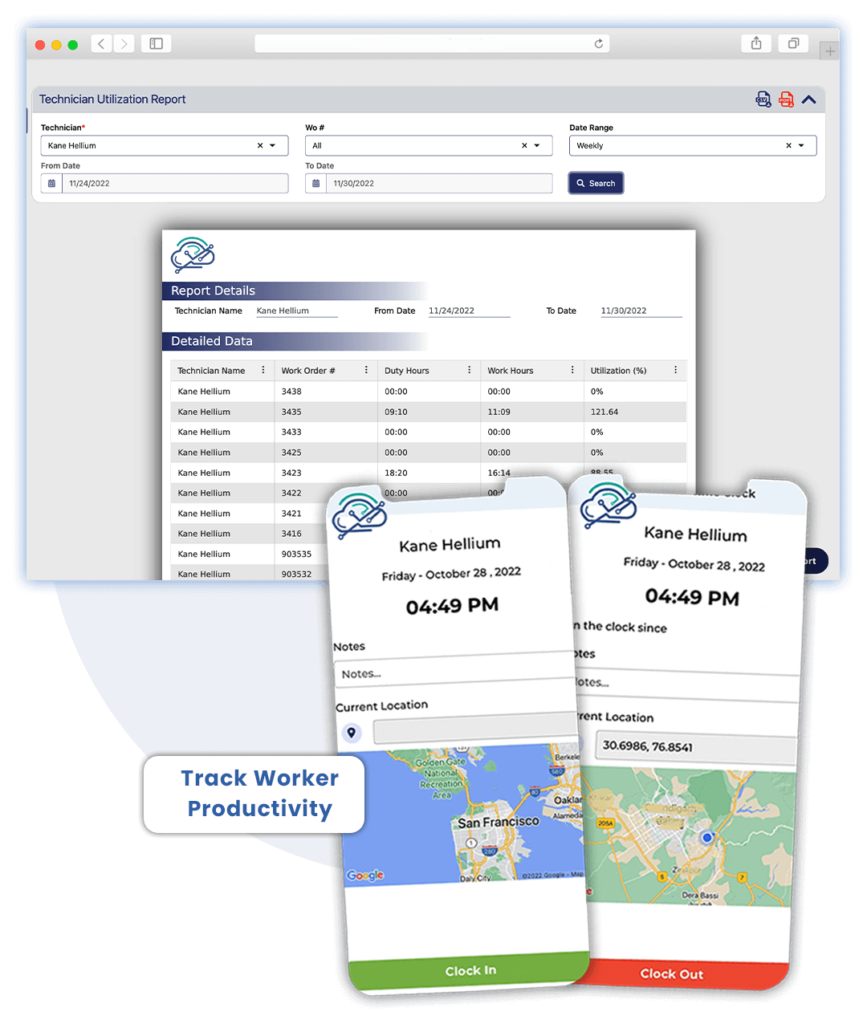 Field Service Technician Time Tracking Software App