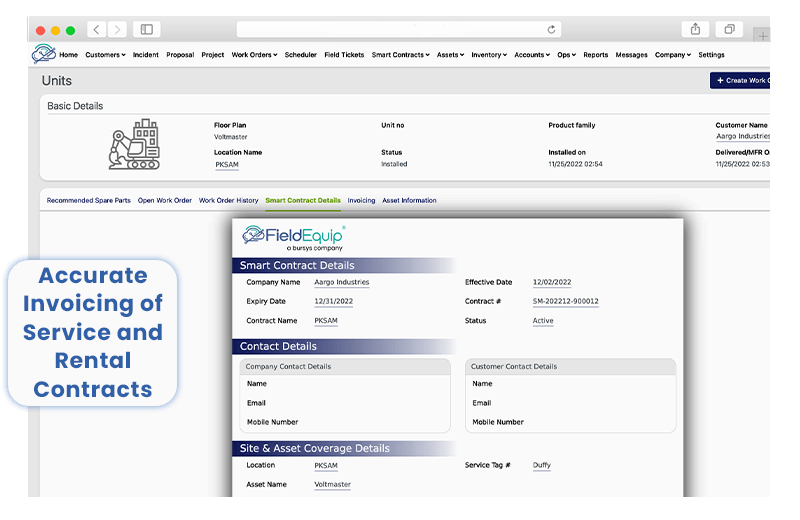 Invoicing for service and rental contracts on time