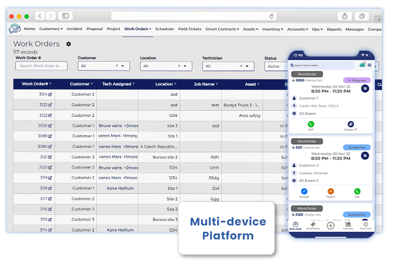 Manage work orders on mobile app