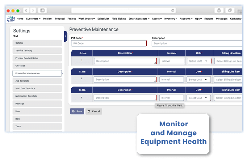 Monitor and Manage the health of equipment