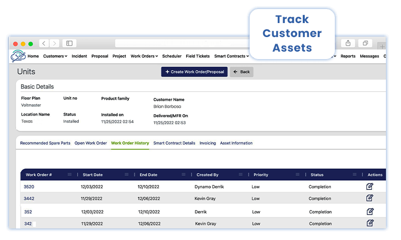 Track Customer Assets