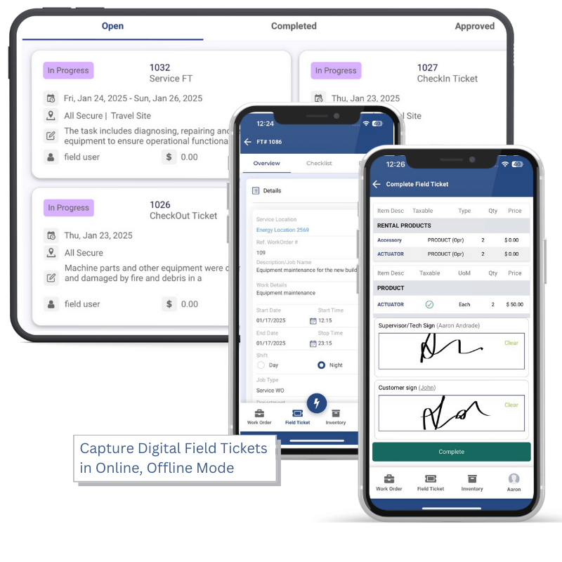 Digital Field Ticketing in Online Offline or Remote Locations